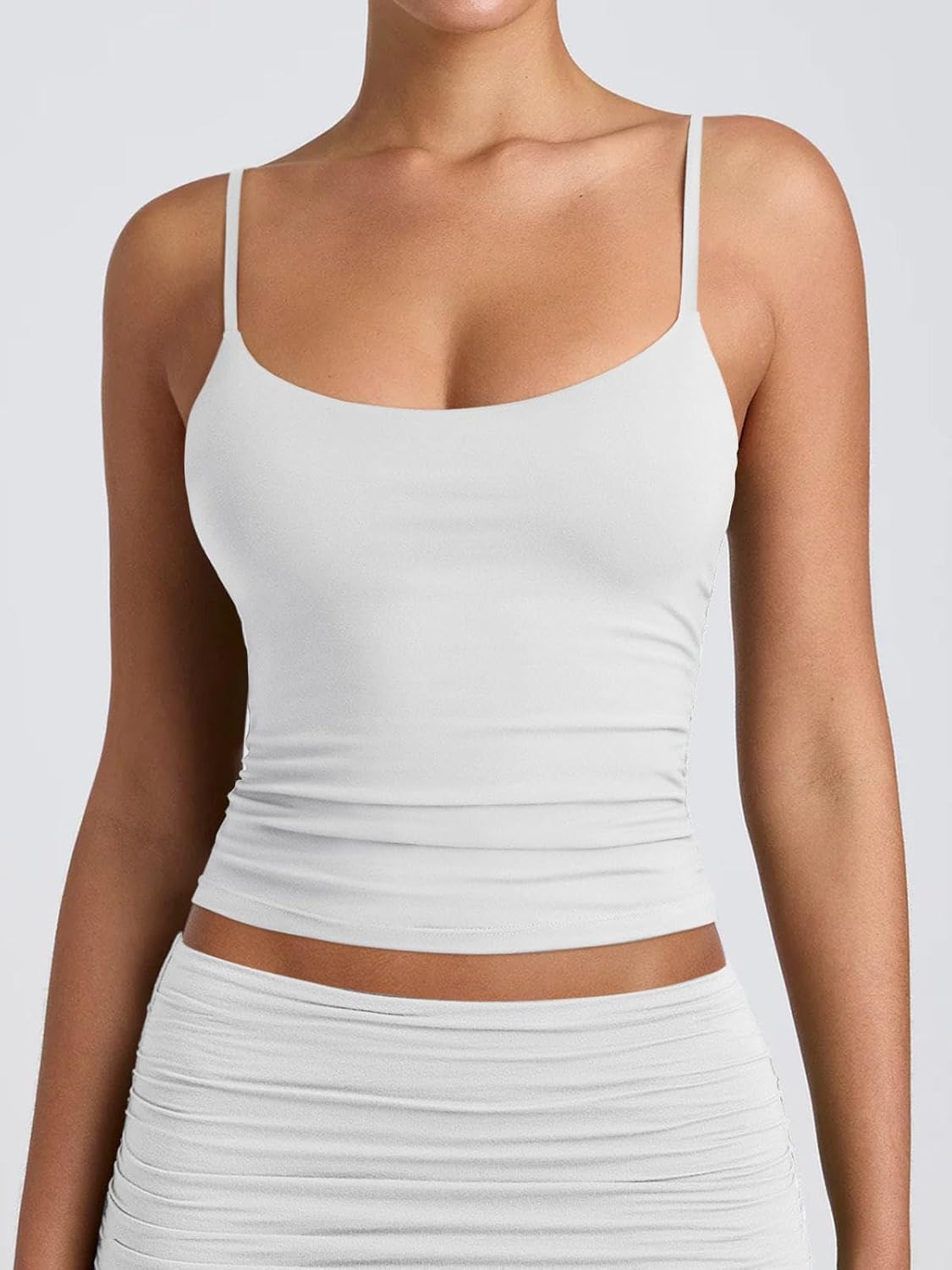 PINKMSTYLE Women's Basic Double Lined Scoop Neck Tank Tops Adjustable Cami Tank Summer Sleeveless Tops